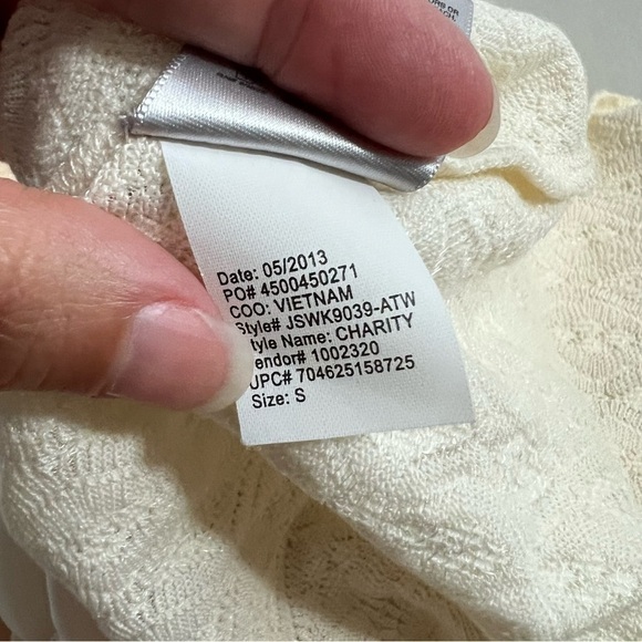 Jessica Simpson Jacquard Skater dress sleeveless Matelasse Antique White Small - Picture 9 of 13